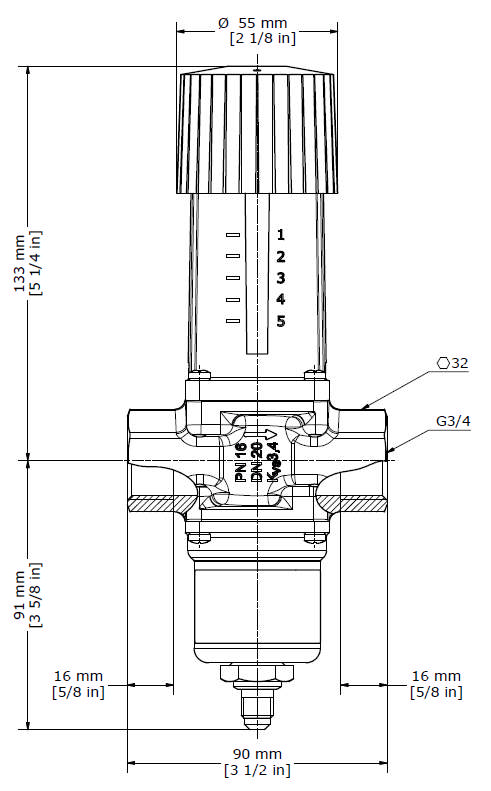 Water valve WVFX20 Danfoss 003N3105 3/4
