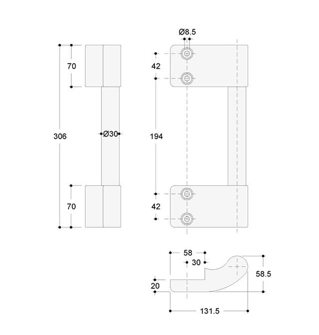 Handle for sliding door PLUS EL Side handle