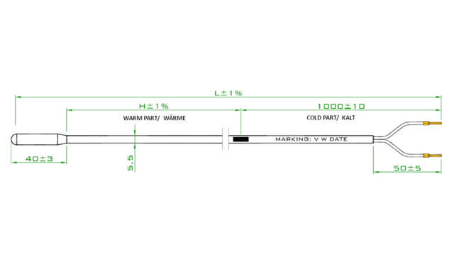 Drain heating cable 80W 40W/m (230V) Length:3m, Neutral:1m, Heat:2m