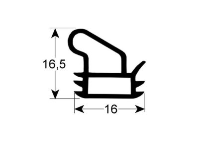 Door seal 560x428mm 3-sided Smeg Dishwasher PRF500 (long side open)