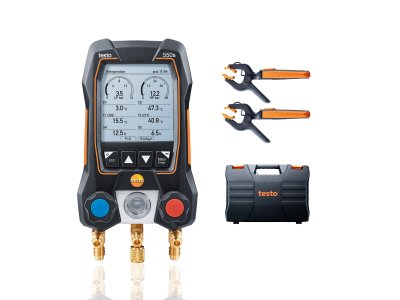 TESTO 550s Smart Kit - Smart digital manifold with wireless clamp temperature probes (with sightglass)