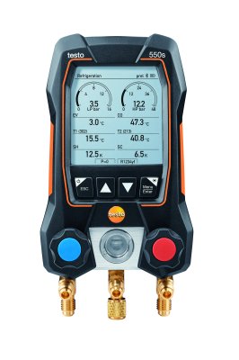 TESTO 550s Smart Kit - Smart digital manifold with wireless clamp temperature probes (with sightglass)
