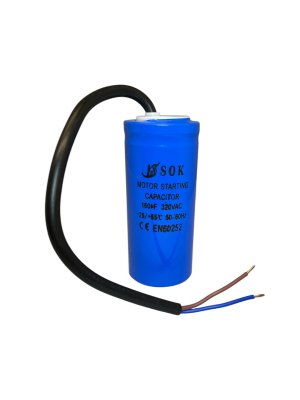 Start capacitor (160µF) 320V 50/60Hz Ø42x95mm cable: 25cm Blue