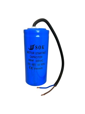 Start capacitor (280µF) 320V 50/60Hz Ø45x100mm cable: 25cm Blue