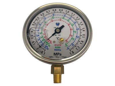 Lavtrykksmanometer - oljefylt WIGAM, ø80mm, R600a, R290-R1270