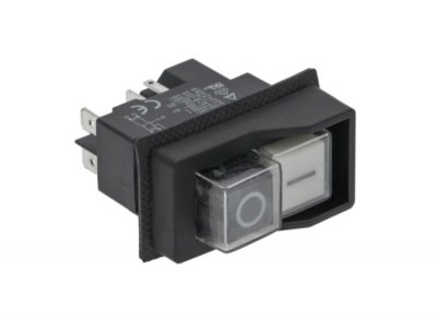 KJD17 Interruptor de botón industrial 45x22mm negro/blanco IP55 6,3mm