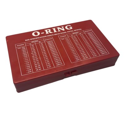 Sortimentsboks med silikon O-ringer, i tommestørrelser inkl. serviceboks, 407 deler