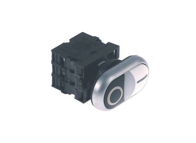 Momentary push switch ø22mm black/white 1NO/1NC 6A 230V