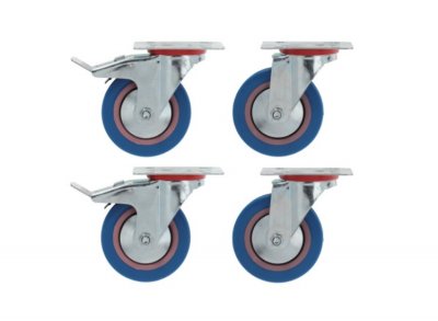 Swivel castor set Hole distance 60mm H-135mm ø100mm wheel width-32mm