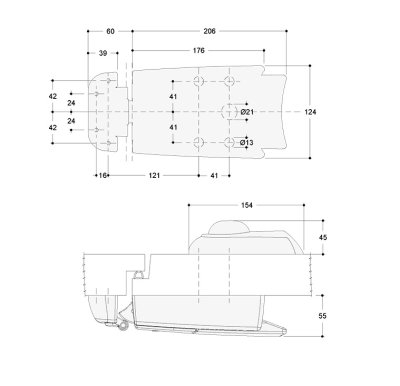 Lock handle 7325F with key Låshandtag Intertecnica version 7000F flush doors