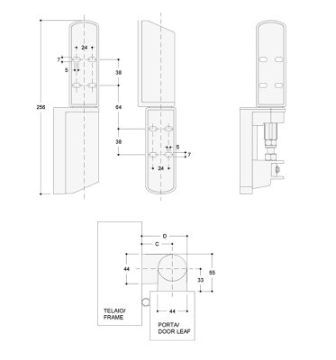 Hinge 2950RV Ramped, For overlapping doors, Offset: 72–112 mm