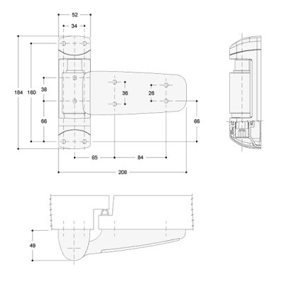 Scharnier 2800F Links Geneigt