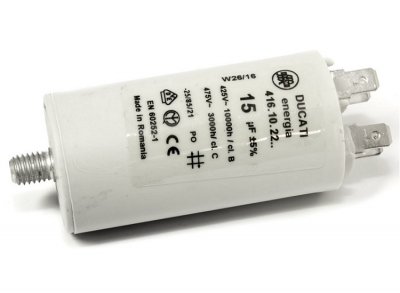 Starting capacitor 15µF/475V 50/60Hz; M8 Ducati