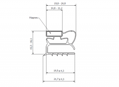 Magnetic gasket Blind rivet/screw Profile 0001 375x630