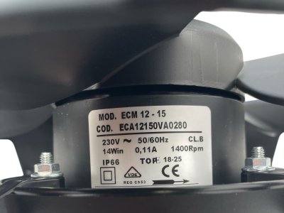 Fan motor Elco ø200mm ECM 12-15 ECA12150VA0280 14W 230V 0.11A 1400rpm IP66