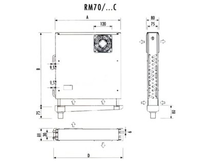 Evaporator Rivacold 433W RM 70/347C 2 fans (390x330x420mm)